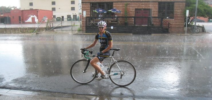 riding a bike in the rain